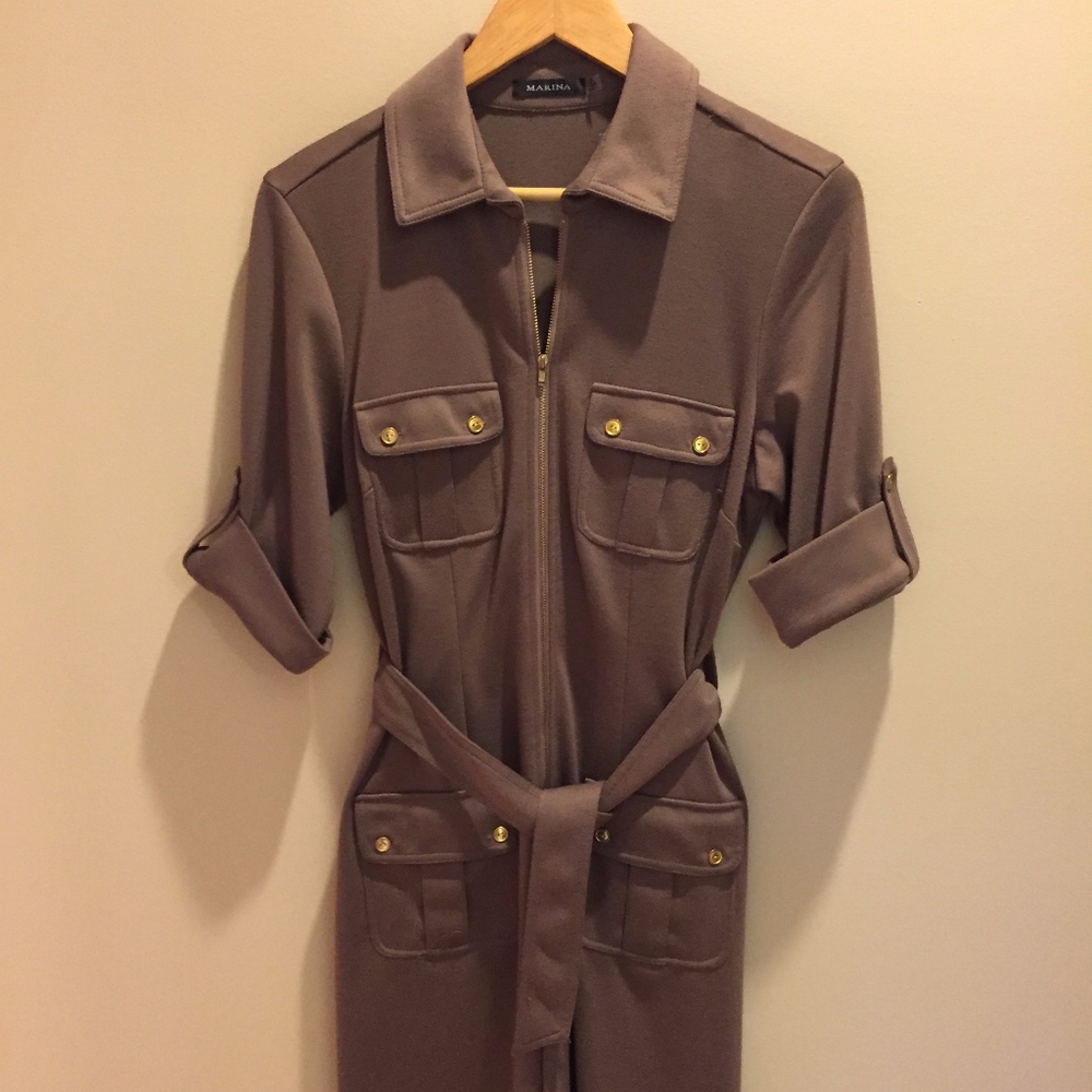 taupe midi shirtdress